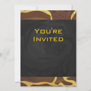 Invitación Monograma Giraffe Brown, amarillo Print