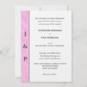 Invitación Monograma gris color de agua rosa de Rubor minimal