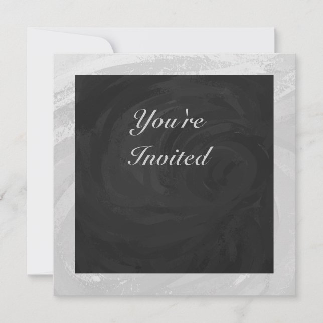 Invitación Monograma gris y negro con cielo lluvioso (Anverso)