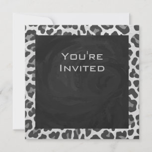 Invitación Monograma Impresión de leopardo blanco y negro