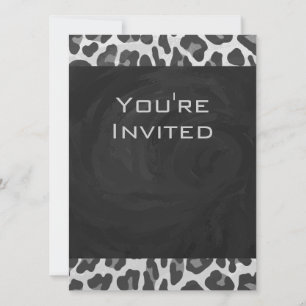 Invitación Monograma Impresión de leopardo blanco y negro
