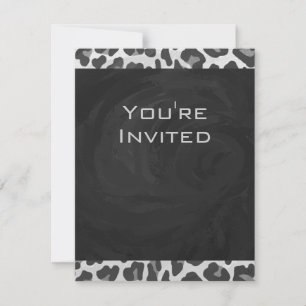 Invitación Monograma Impresión de leopardo blanco y negro