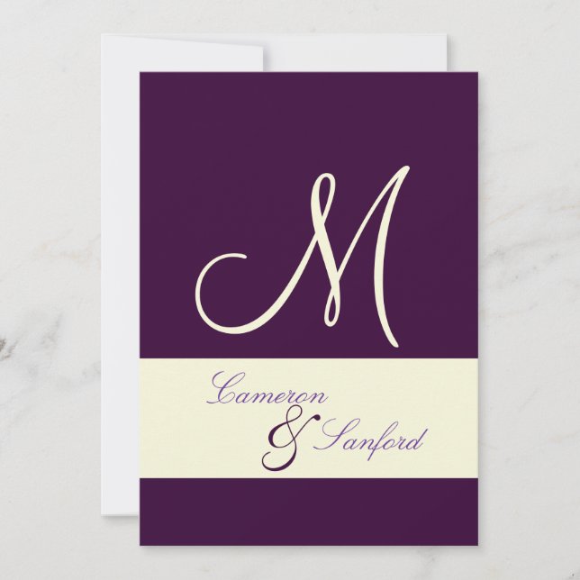 Invitación Monograma/invitaciones/ciruela/crema (Anverso)