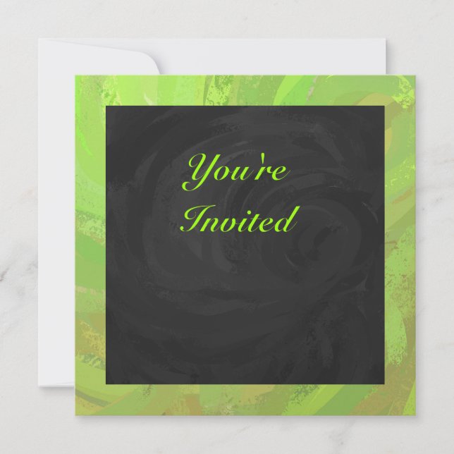 Invitación Monograma Kiwi Bash Green y Black (Anverso)