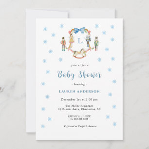 Invitación Monograma lindo Nutcracker escudo niño ducha bebé
