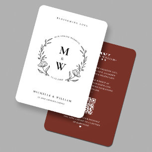 Invitación Monograma minimalista Boho Spring Terracotta Boda