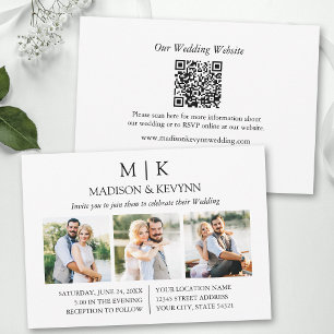 Invitación Monograma Minimalista moderno Código QR 3 Boda fot