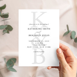 Invitación Monograma Minimalista Moderno en Blanco y Negro pa