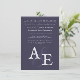 Invitación Monograma Minimalista púrpura de plumas