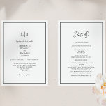 Invitación Monograma Minimalista simple todo en un Boda<br><div class="desc">Este sencillo monograma minimalista, todo en una sola invitación, es perfecto para su elegante boda moderno. Este diseño presenta un guión sencillo en negro sobre un fondo blanco brillante neutro para que coincida con su boda tradicional clásico o su minimalista boda boho en primavera, verano, otoño o invierno. Por favor,...</div>