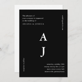 Invitación Monograma mínimo Boda blanco y negro