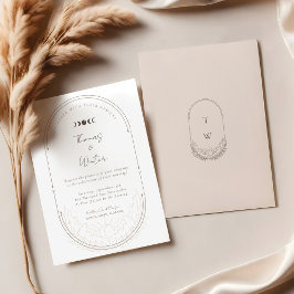 Invitación Monograma mínimo celestial holístico de la luna y 