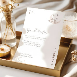 Invitación Monograma mínimo celestial holístico de la luna y 