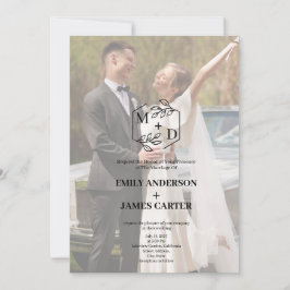 Invitación Monograma Mínimo de Boda de Foto Botánica