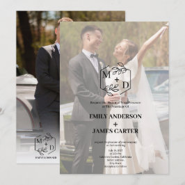 Invitación Monograma Mínimo de Boda de Foto Botánica