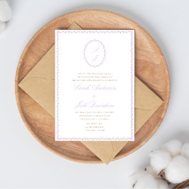 Invitación Monograma mínimo elegante de lavanda