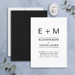 Invitación Monograma mínimo moderno Boda blanco y negro<br><div class="desc">Elegante, moda y elegante, esta invitación a bodas en blanco y negro Minimal Monograma es fácilmente personalizada con sus iniciales bodas, y perfecta para una aventura moderna y sofisticada en la tipografía moderna sans serif. Muchas gracias por apoyar a nuestra pequeña empresa, ¡realmente lo apreciamos! Estamos tan contentos de que...</div>