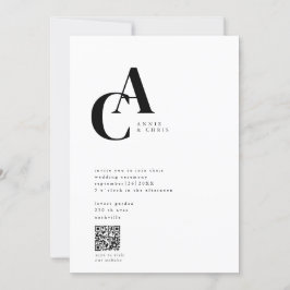 Invitación Monograma, mínimo, moderno, código QR,