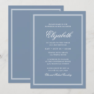 Invitación Monograma moderno Bat Mitzvah en marco simple
