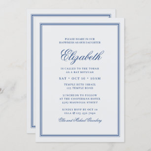 Invitación Monograma moderno Bat Mitzvah en un marco simple