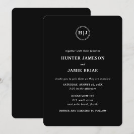 Invitación Monograma moderno Boda negro