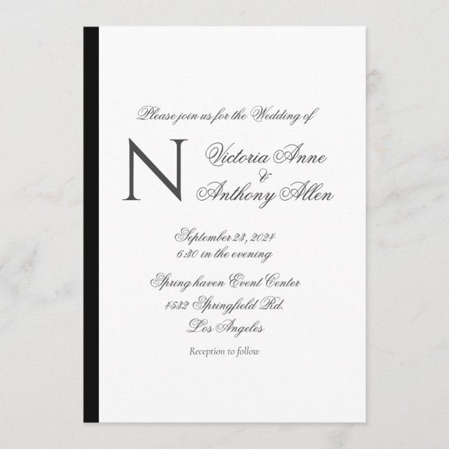 Invitación Monograma moderno Boda simple de presupuesto (Anverso)