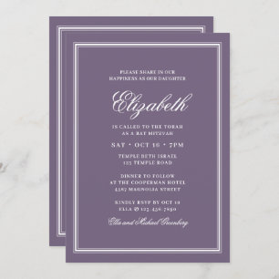 Invitación Monograma moderno de Bat Mitzvah en fram simple