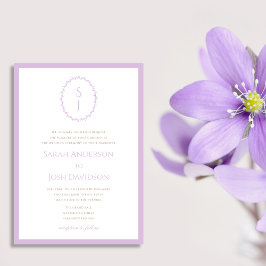Invitación Monograma moderno de lavanda morado con clase