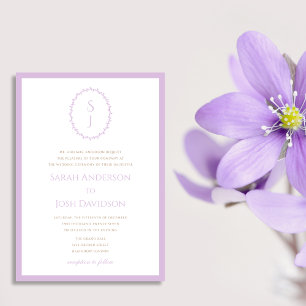 Invitación Monograma moderno de lavanda morado con clase