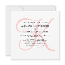 Monograma moderno elegante en Boda rosa