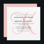 Invitación Monograma moderno elegante en Boda rosa<br><div class="desc">Estas elegantes invitaciones nupciales muestran su monograma en un texto grande y moderno,  de color claro y subió,  con un fondo blanco. Un estilo sencillo y elegante para su boda moderno.</div>