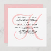 Monograma moderno elegante en Boda rosa