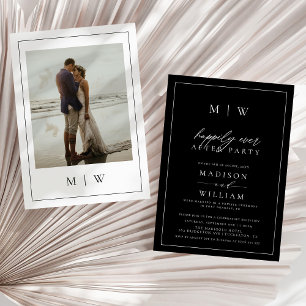 Invitación Monograma moderno Feliz Nunca Después De Un Boda F