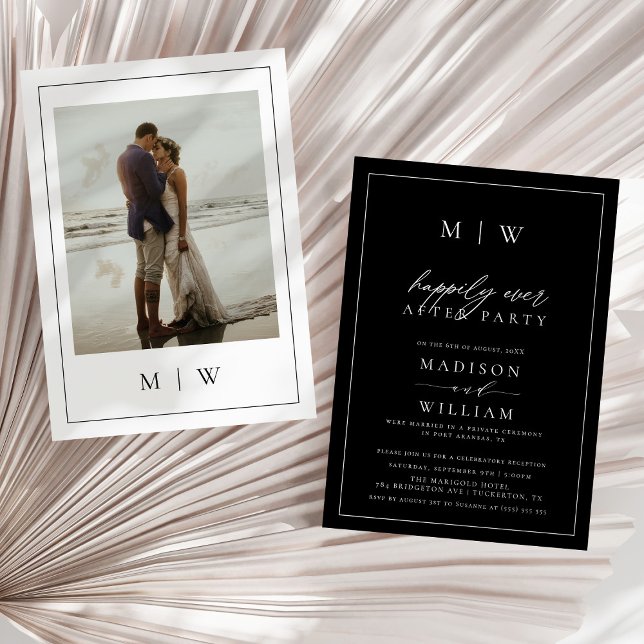 Invitación Monograma moderno Feliz Nunca Después De Un Boda F (Subido por el creador)