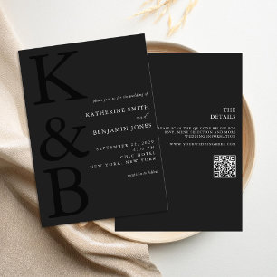 Invitación Monograma moderno Minimalista todo en un Boda