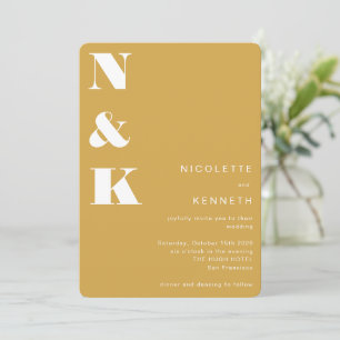 Invitación Monograma moderno Mostaza Amarillo Boda de Moda ne