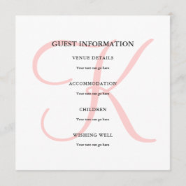Invitación Monograma moderno personalizado en información de 
