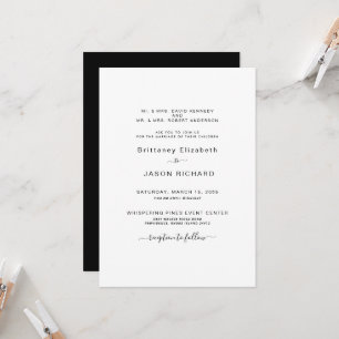 Invitación Monograma moderno simple B/N para ambos padres