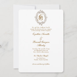 Invitación Monograma monocromo Mocha Escudo Rococo