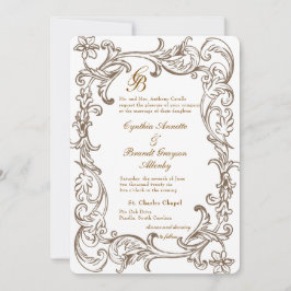 Invitación Monograma monocromo rococo florentino