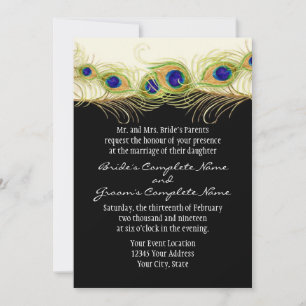 Invitación Monograma Monogramado de las plumas de pavo real d