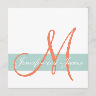 Invitación Monograma Naranja verde de fábrica Nombres Boda si