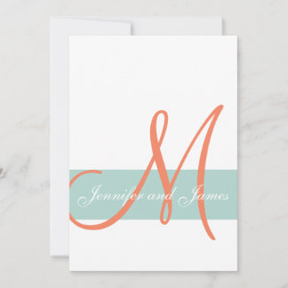 Invitación Monograma Naranja verde de fábrica Nombres Boda si