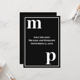 Invitación Monograma negro de Funda inferior de moda Guardar