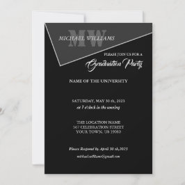 Invitación Monograma negro gris artístico moderno