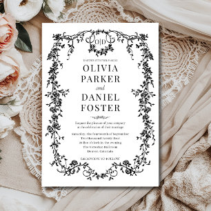 Invitación Monograma negro ornamentado victoriano francés de