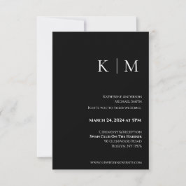 Invitación Monograma negro y blanco-Boda-