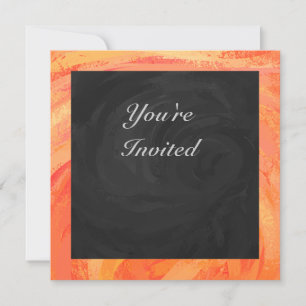Invitación Monograma negro y Naranja del lago de fuego