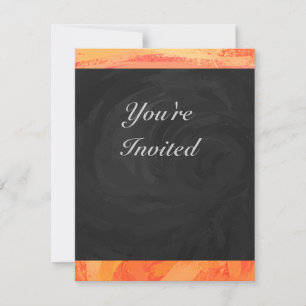 Invitación Monograma negro y Naranja del lago de fuego