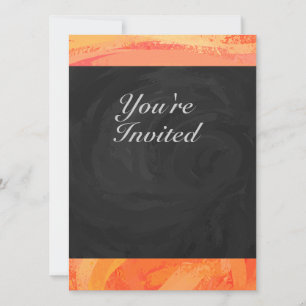 Invitación Monograma negro y Naranja del lago de fuego